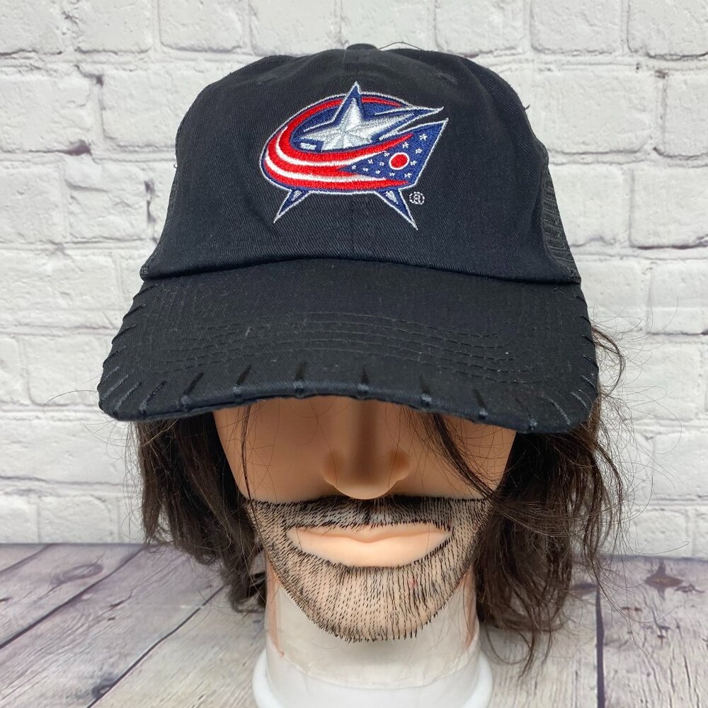 NHL Columbus Blue Jackets Dad Hat Mesh Cap Snapback Black Molson Canadian Hockey